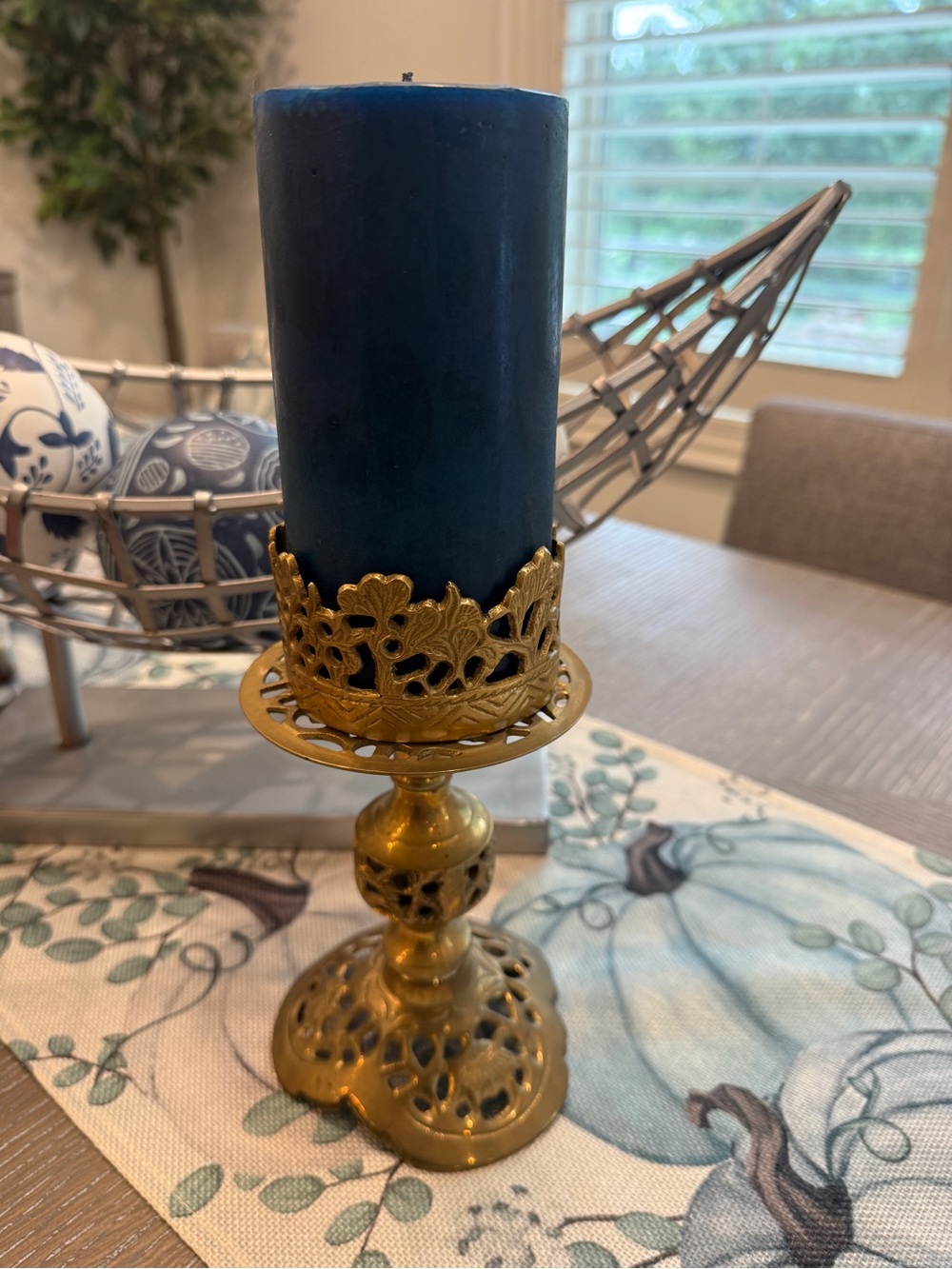 Vintage Brass candle holders w crown sleeves made in India with a bohemian vibe